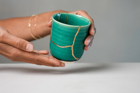 Turqouise Kintsugi Tea Cup