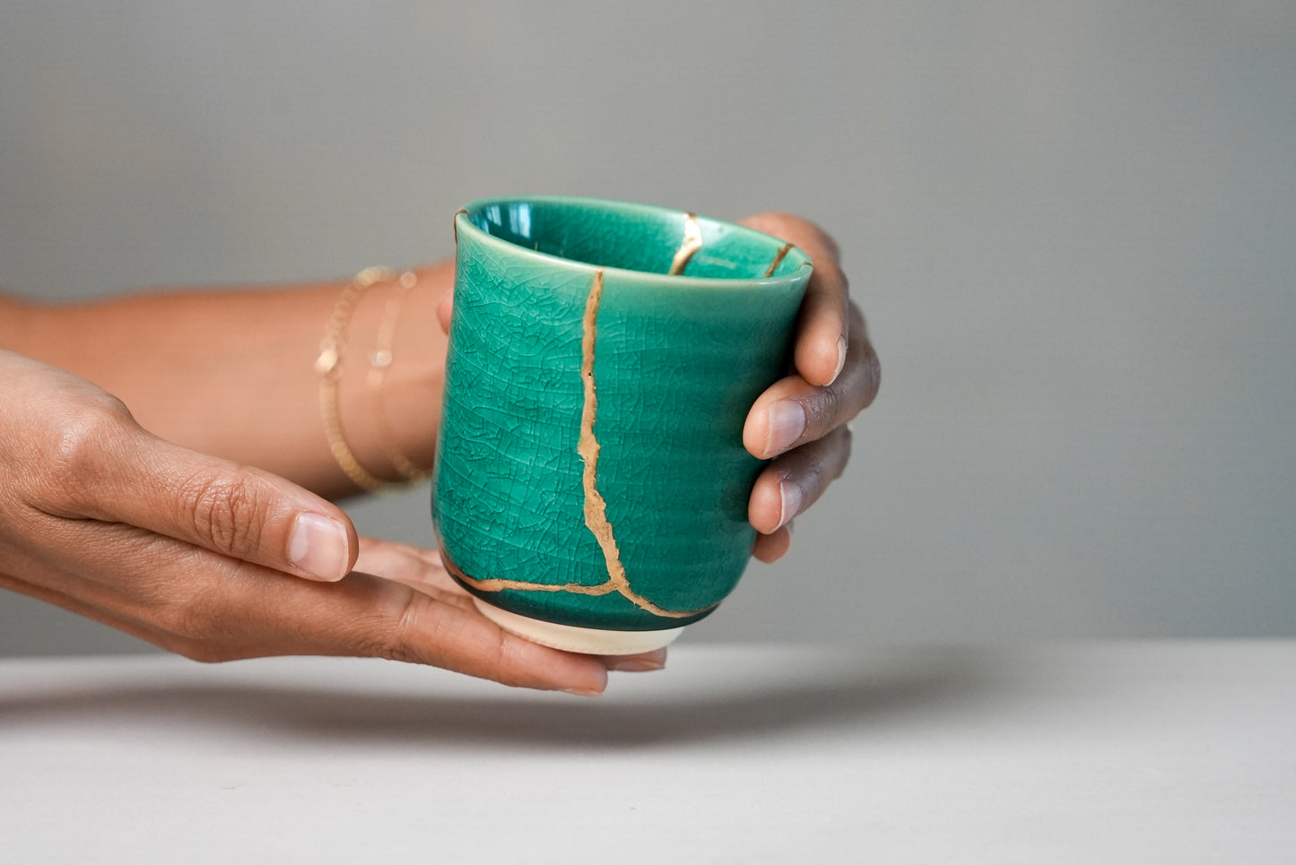 Turqouise Kintsugi Tea Cup