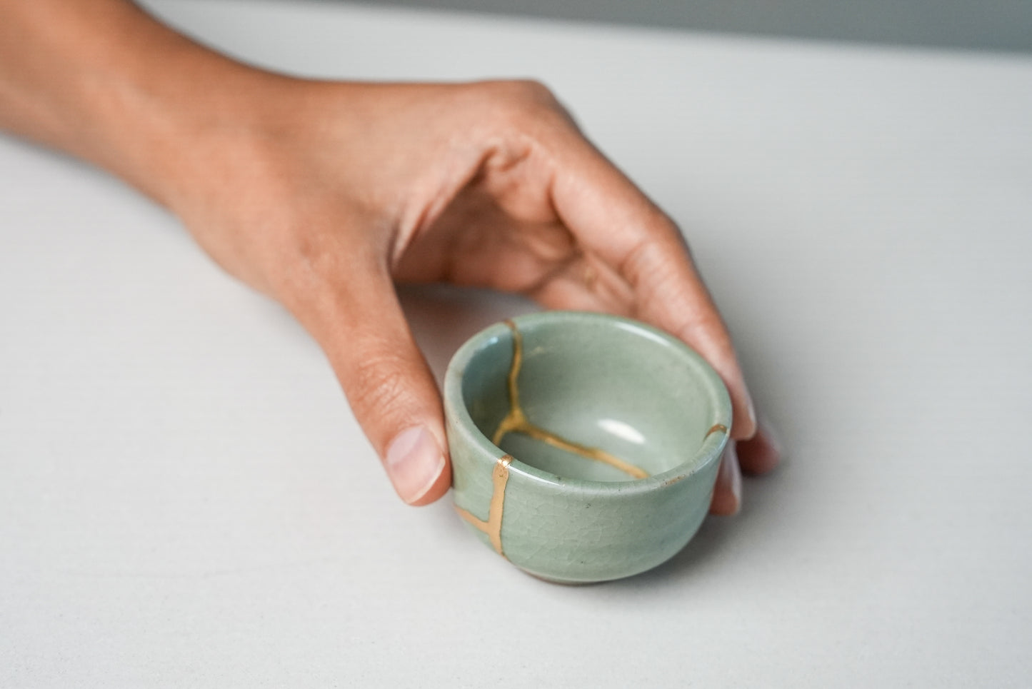 Small Light Green Kintsugi Bowl