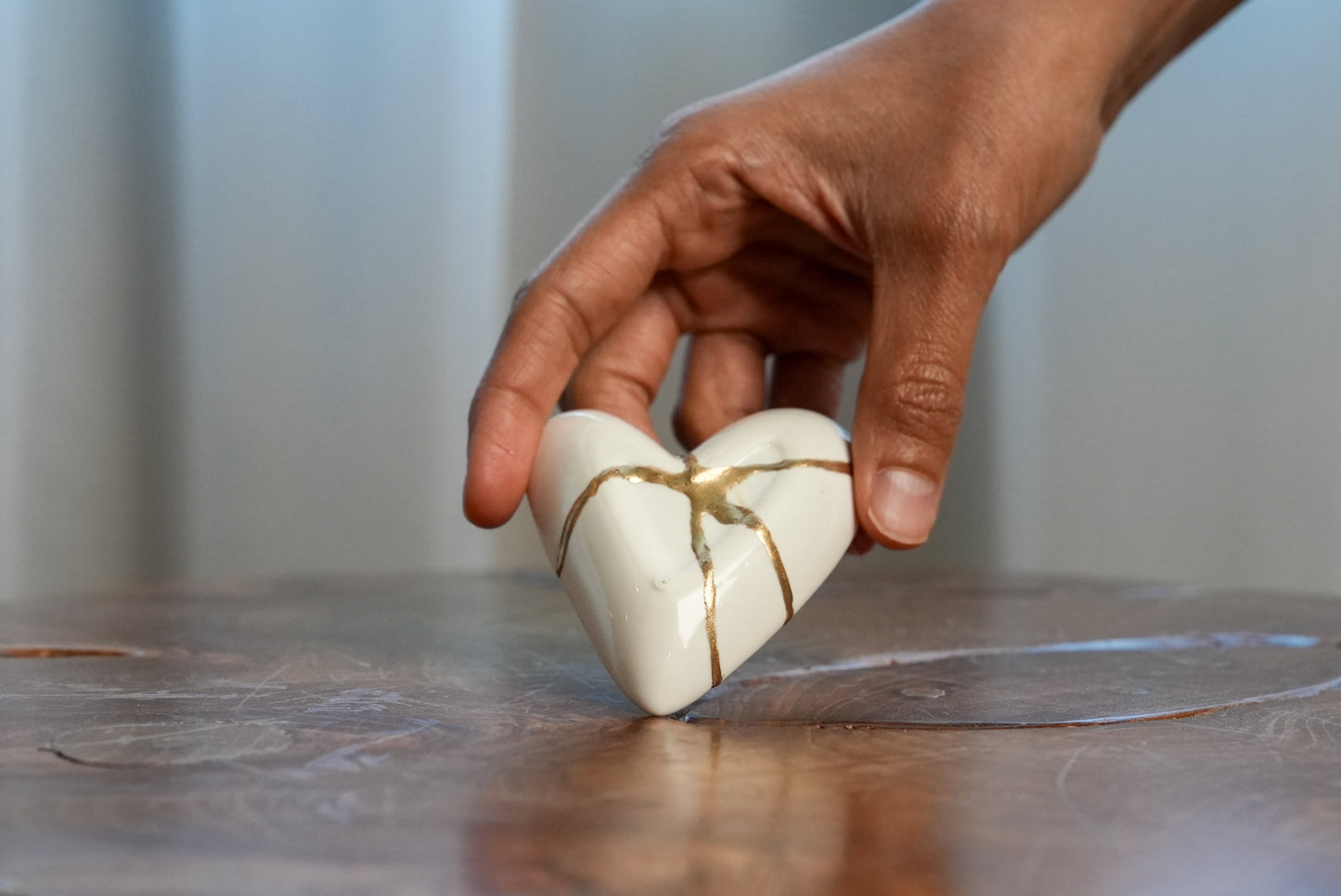 Kintsugi White Heart Ring Dish