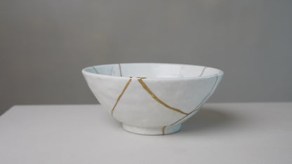 White Cherry Blossom Kintsugi Bowl